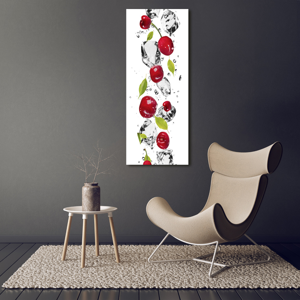 Tableau sur verre Cerises et eau