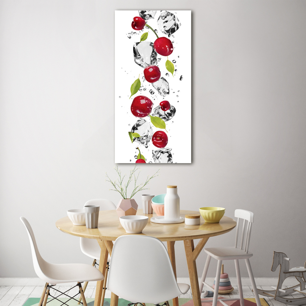 Tableau sur verre Cerises et eau