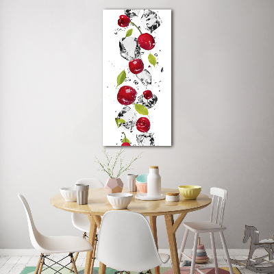 Tableau sur verre Cerises et eau