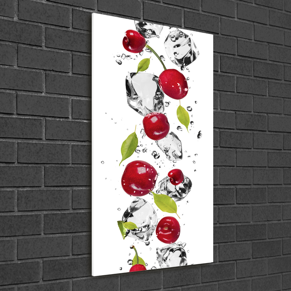 Tableau sur verre Cerises et eau