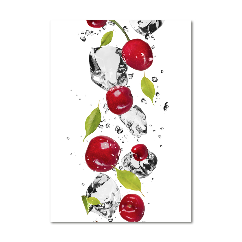 Tableau sur verre Cerises et eau