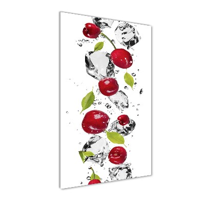 Tableau sur verre Cerises et eau