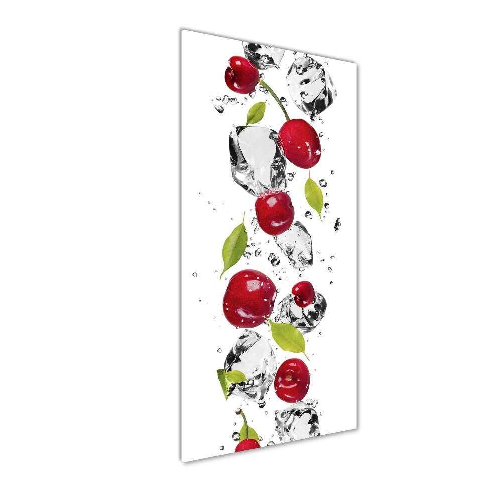 Tableau sur verre Cerises et eau