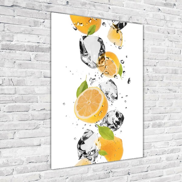 Tableau verre imprimé Citrons et eau