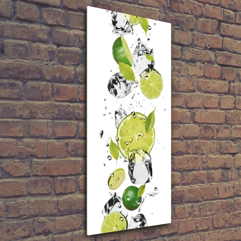 Tableau photo sur verre Citron vert et eau