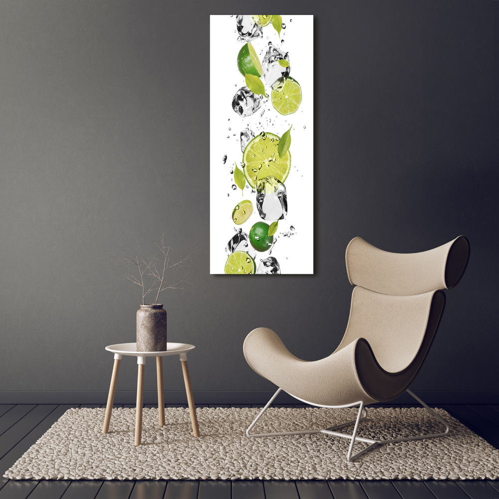 Tableau photo sur verre Citron vert et eau