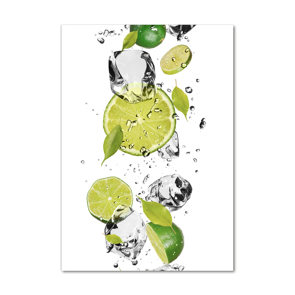 Tableau photo sur verre Citron vert et eau