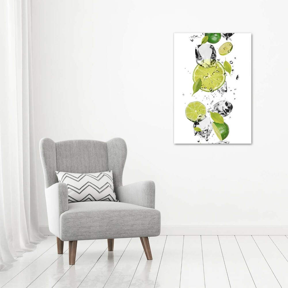 Tableau photo sur verre Citron vert et eau