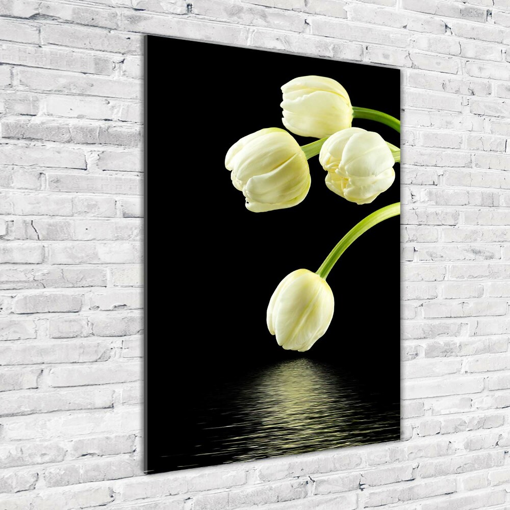 Tableau verre imprimé Tulipes blanches fleurs