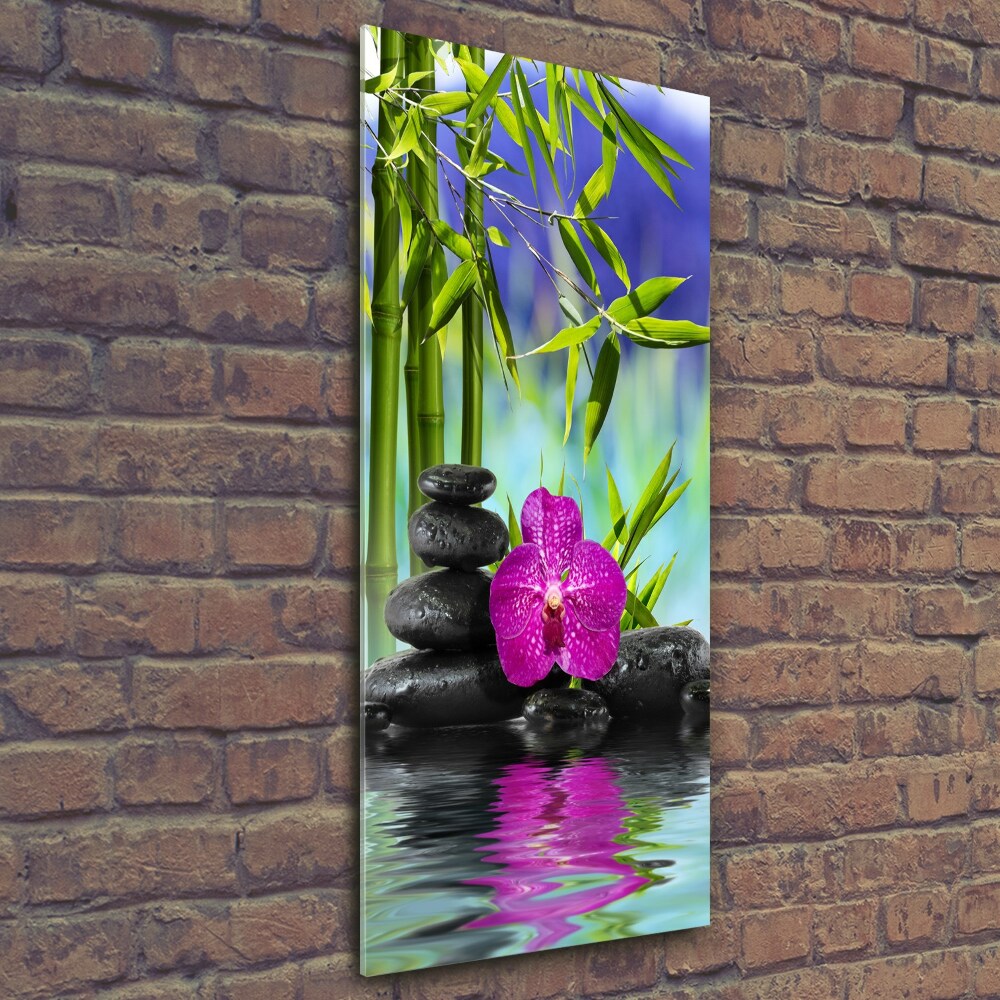 Tableau sur verre Orchidée et bambou