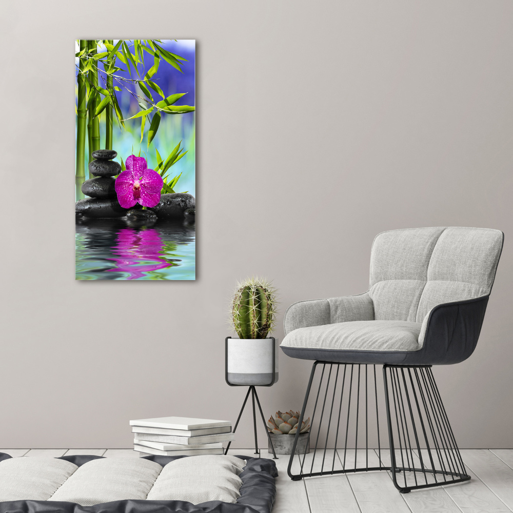 Tableau sur verre Orchidée et bambou