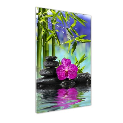 Tableau sur verre Orchidée et bambou