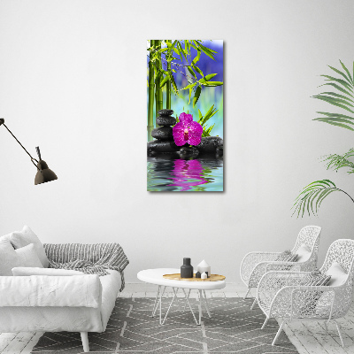 Tableau sur verre Orchidée et bambou