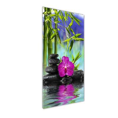 Tableau sur verre Orchidée et bambou