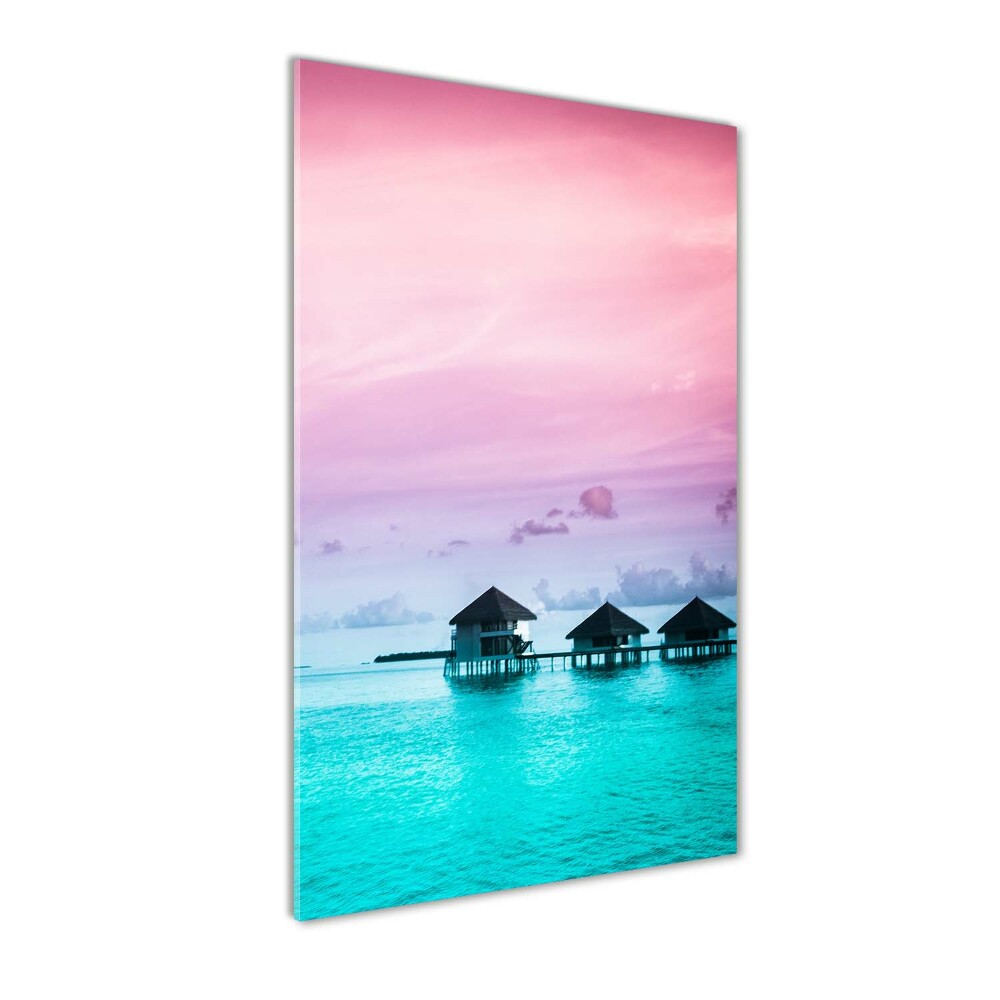 Tableau photo sur verre Bungalows sur l'eau