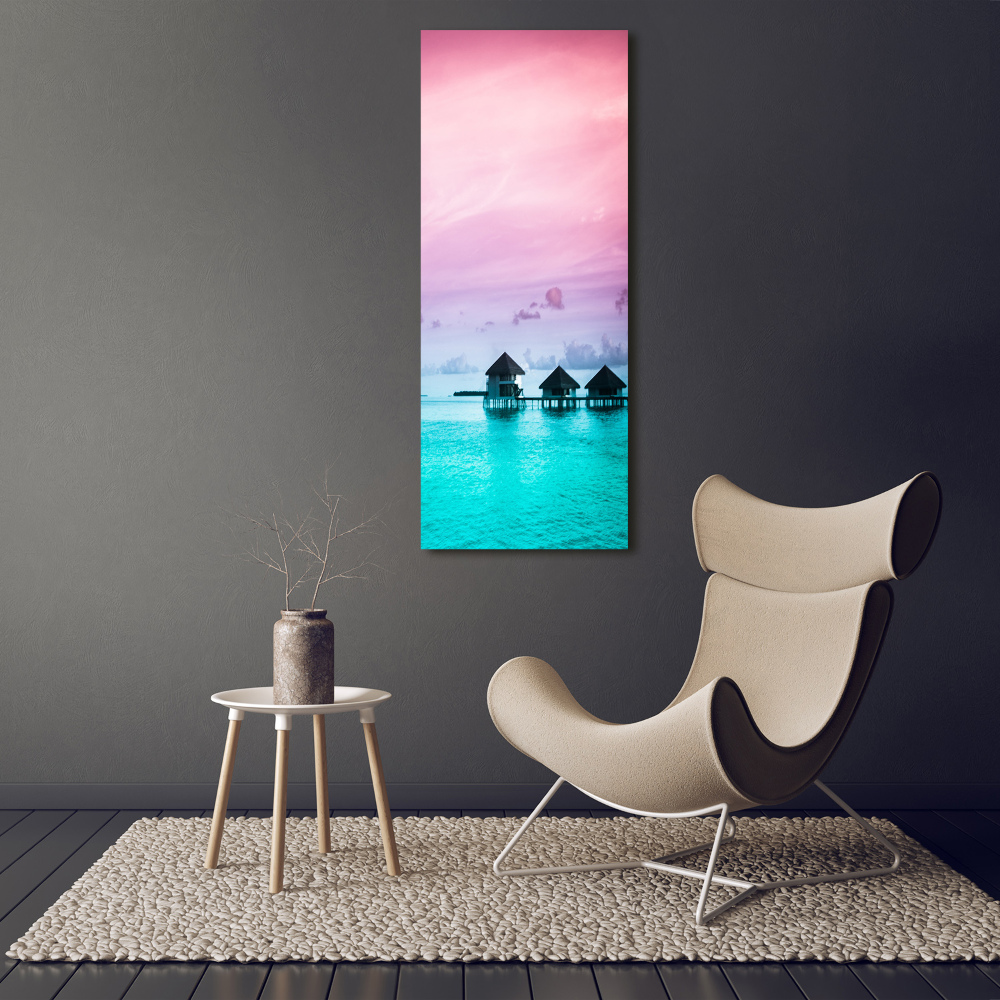 Tableau photo sur verre Bungalows sur l'eau