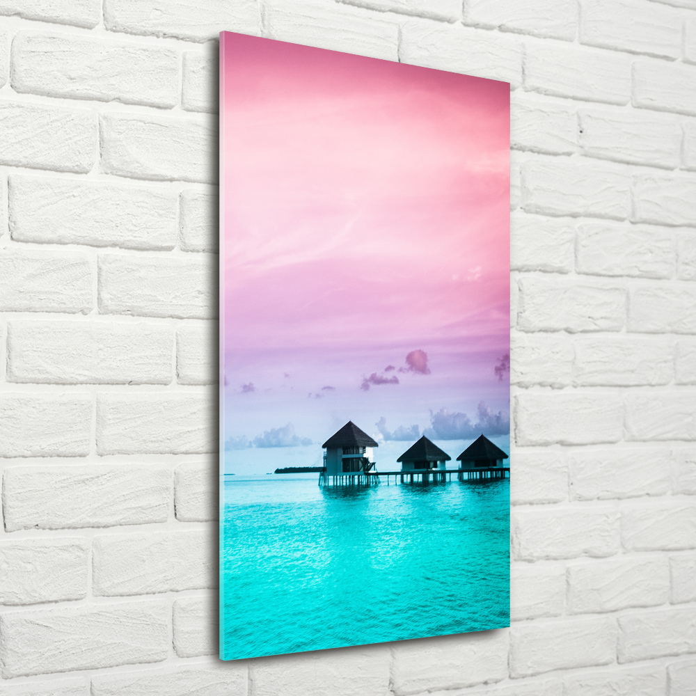 Tableau photo sur verre Bungalows sur l'eau