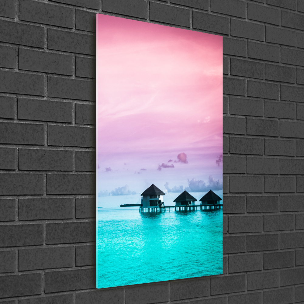 Tableau photo sur verre Bungalows sur l'eau