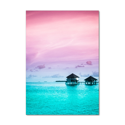 Tableau photo sur verre Bungalows sur l'eau