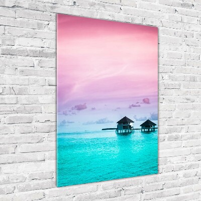 Tableau photo sur verre Bungalows sur l'eau