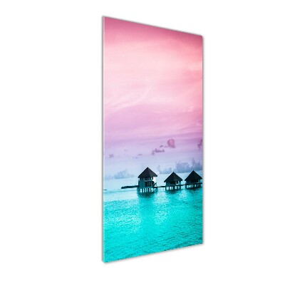 Tableau photo sur verre Bungalows sur l'eau