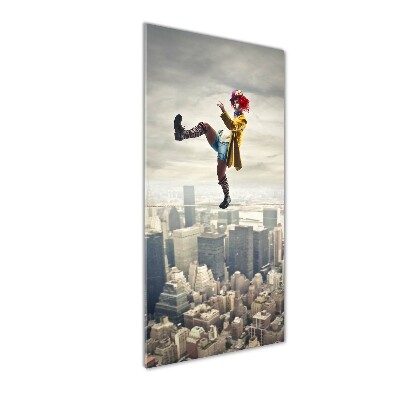 Tableau en verre Clown sur une corde