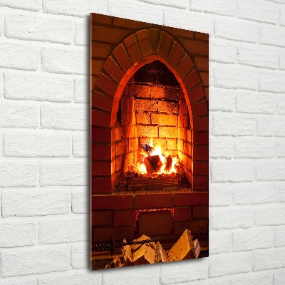 Tableau photo sur verre Feu dans la cheminée