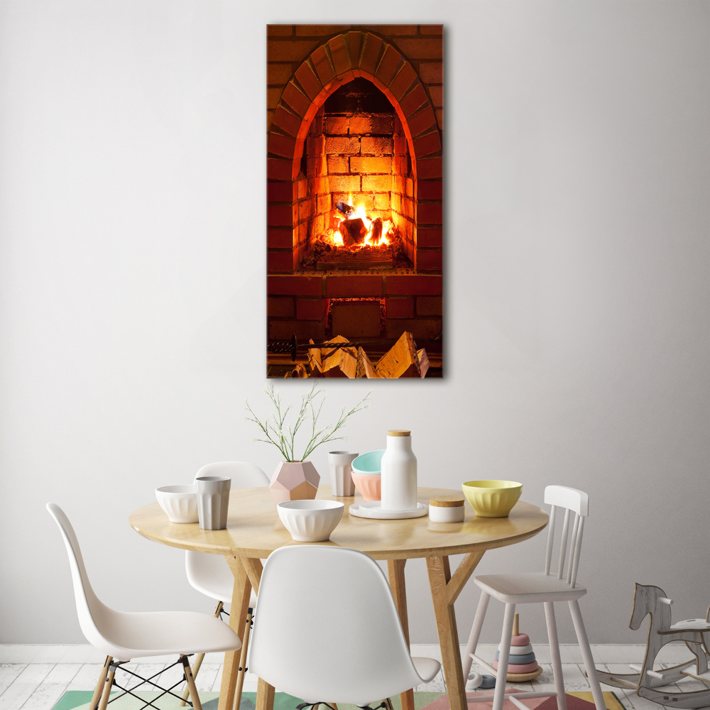 Tableau photo sur verre Feu dans la cheminée