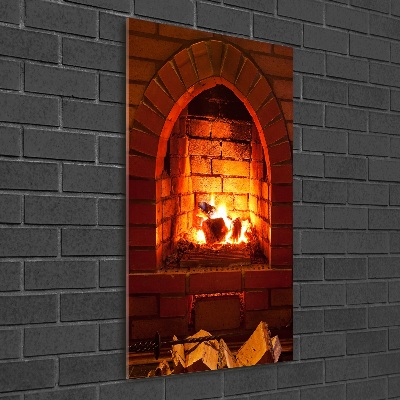 Tableau photo sur verre Feu dans la cheminée