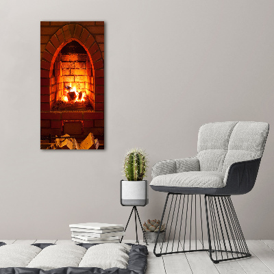 Tableau photo sur verre Feu dans la cheminée