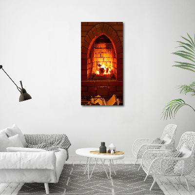 Tableau photo sur verre Feu dans la cheminée