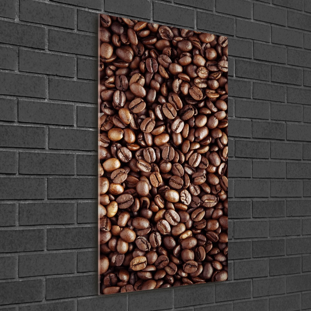 Tableau en verre Grains de café noir