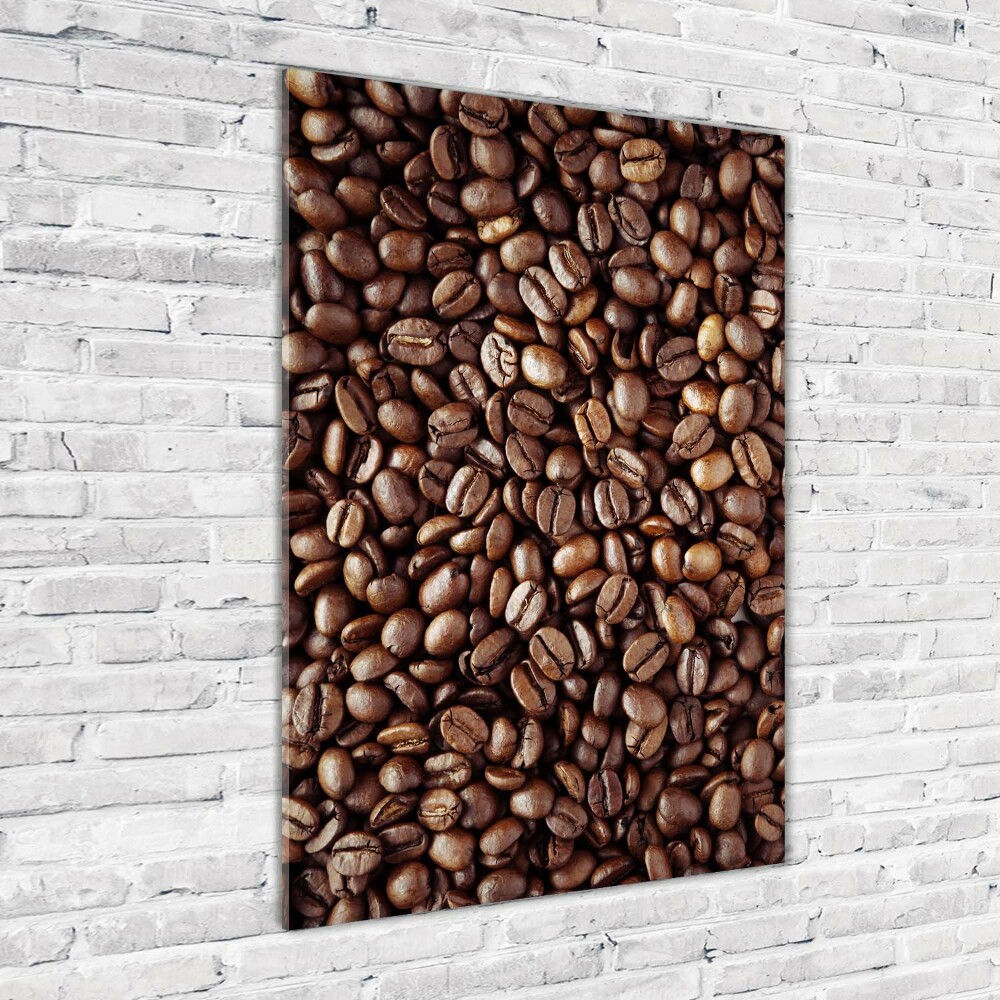 Tableau en verre Grains de café noir