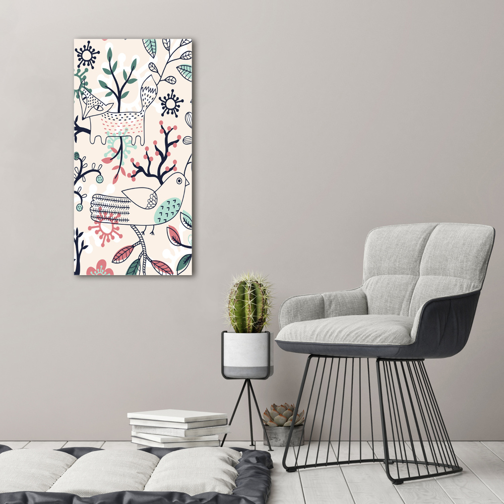 Tableau photo sur verre Animaux et fleurs