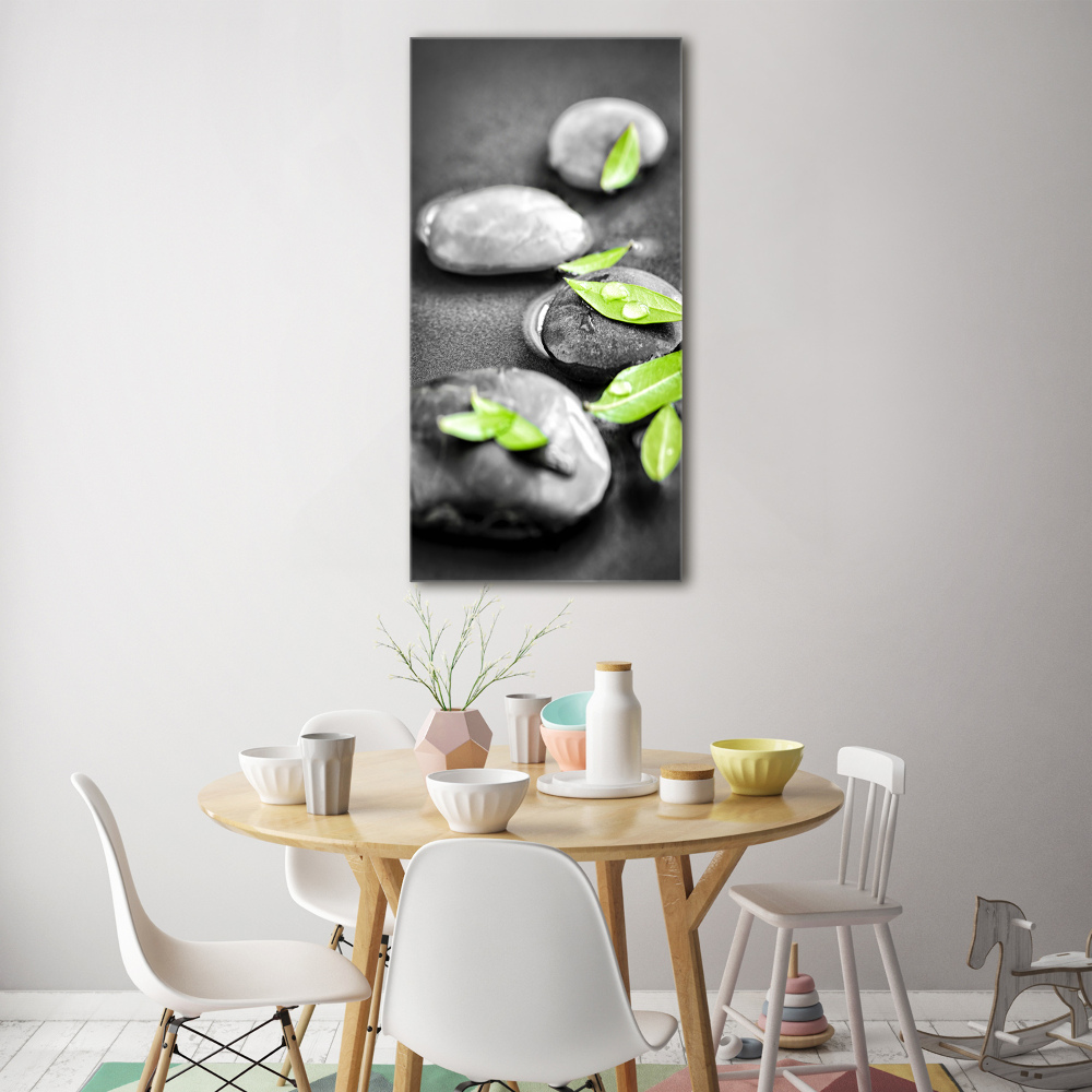 Tableau photo sur verre Feuilles de pierre zen