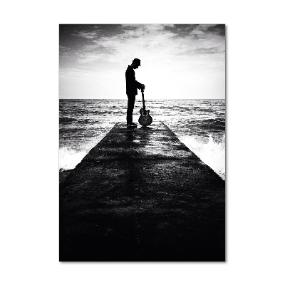 Tableau sur verre Guitariste sur une jetée