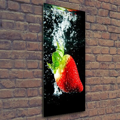 Tableau imprimé sur verre Fraise sous l'eau