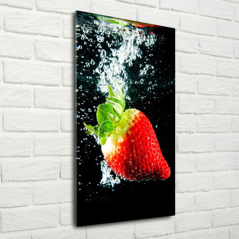 Tableau imprimé sur verre Fraise sous l'eau