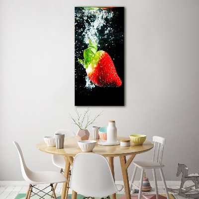 Tableau imprimé sur verre Fraise sous l'eau