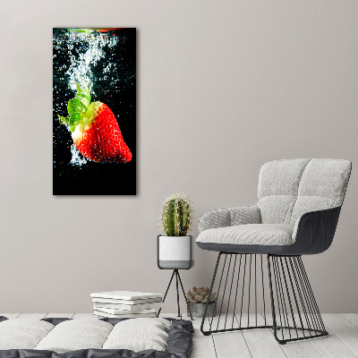 Tableau imprimé sur verre Fraise sous l'eau