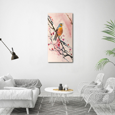 Tableau verre imprimé Oiseau sur une branche