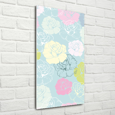 Tableau photo sur verre Roses fleurs