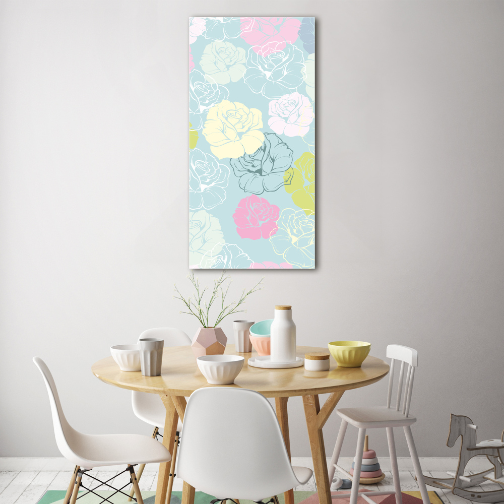 Tableau photo sur verre Roses fleurs