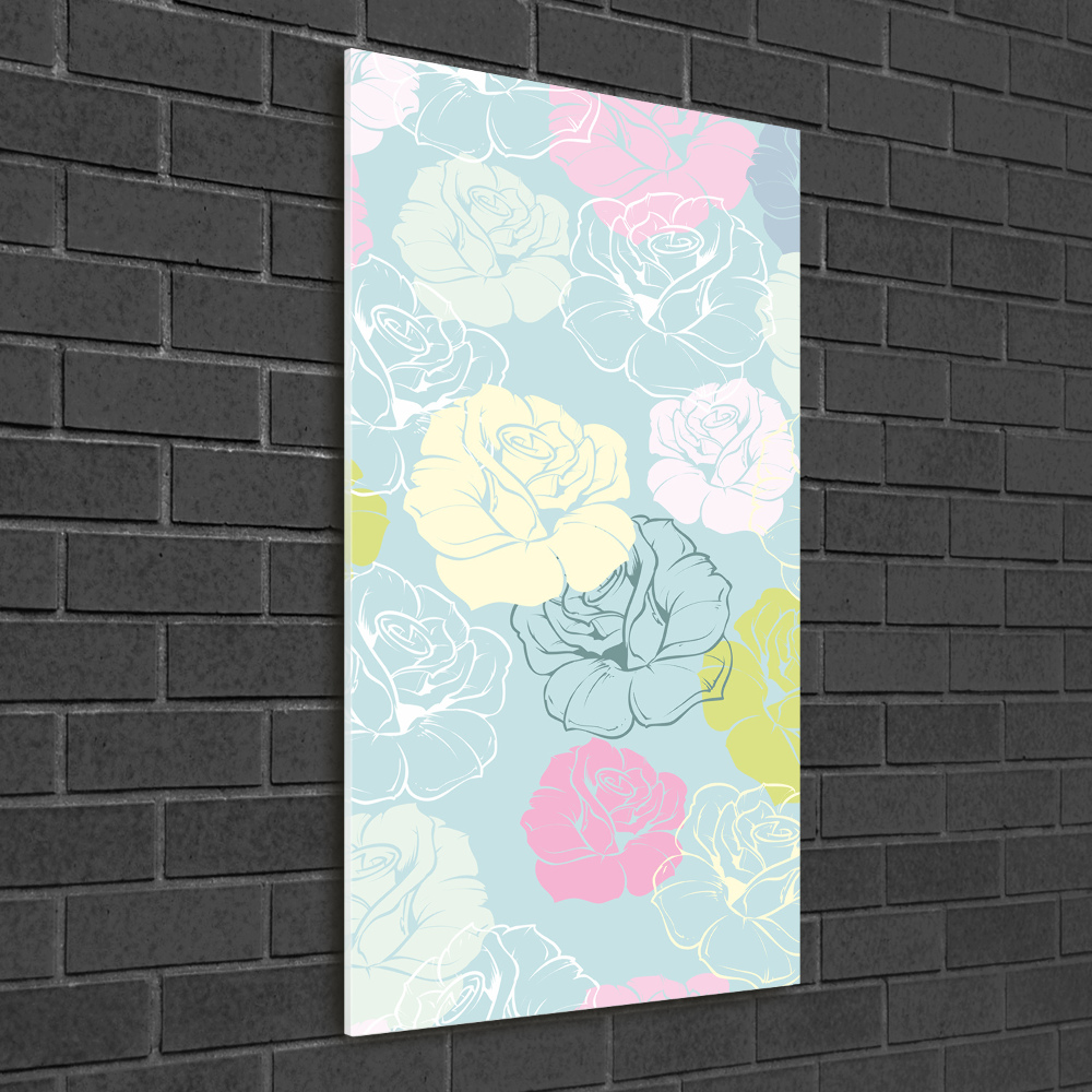 Tableau photo sur verre Roses fleurs