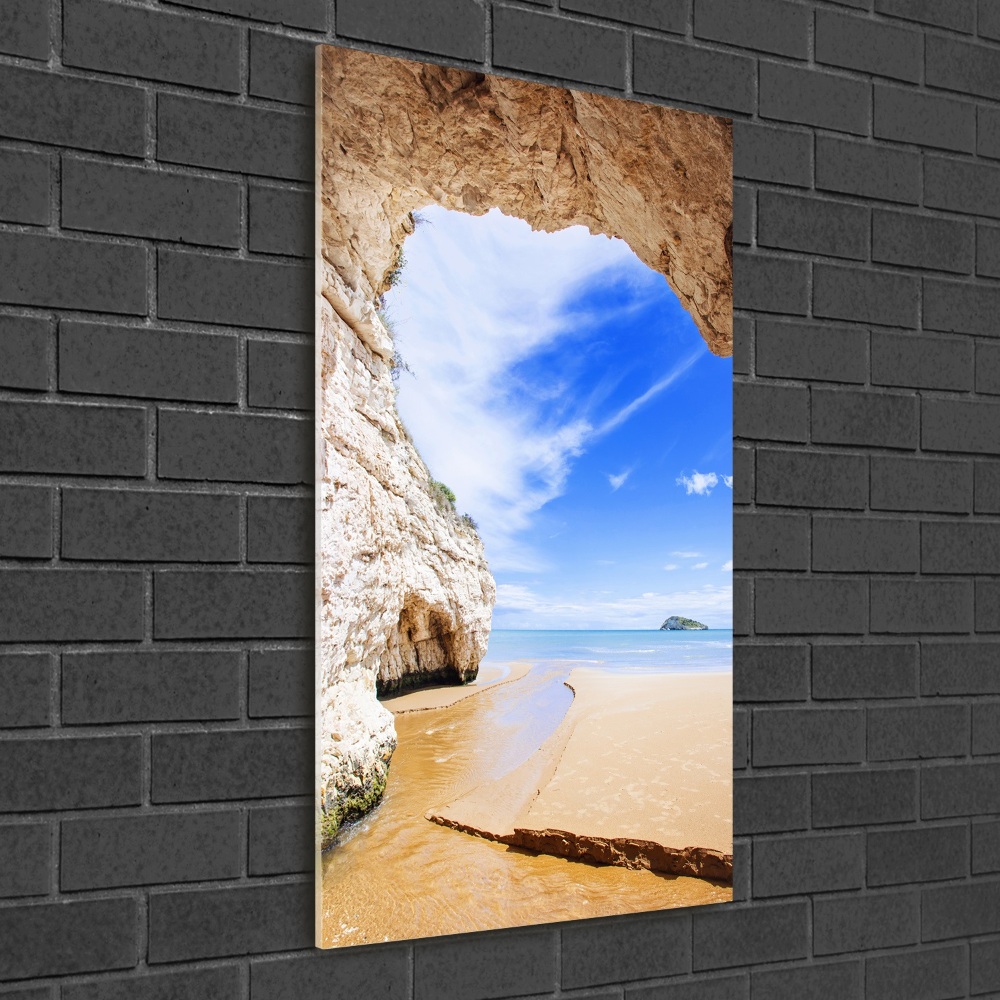 Tableau imprimé sur verre Grotte au bord de la mer