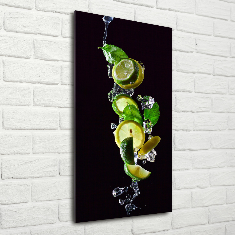 Tableau en verre Citron vert et citron