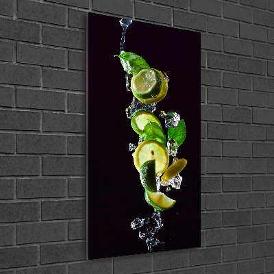 Tableau en verre Citron vert et citron