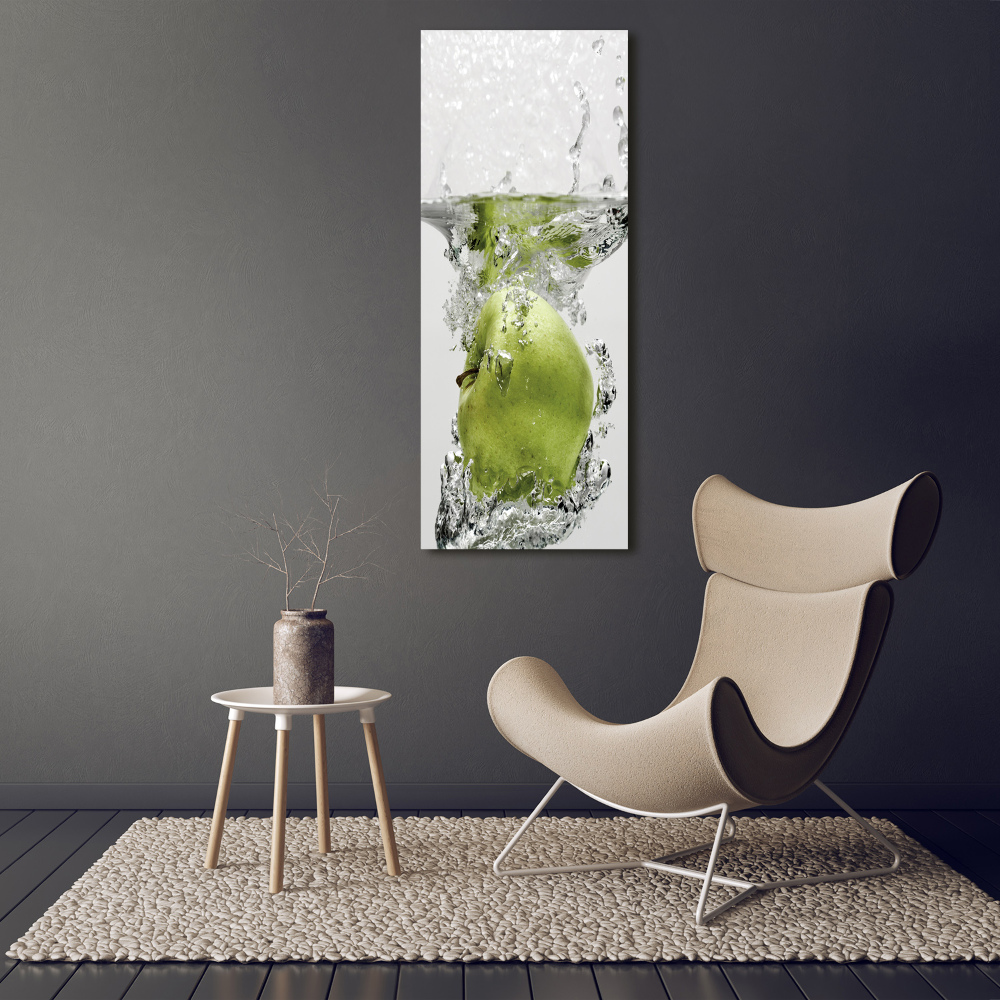 Tableau sur verre Pomme sous l'eau