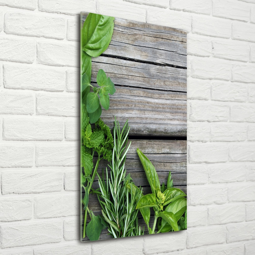 Tableau imprimé sur verre Herbes sur bois