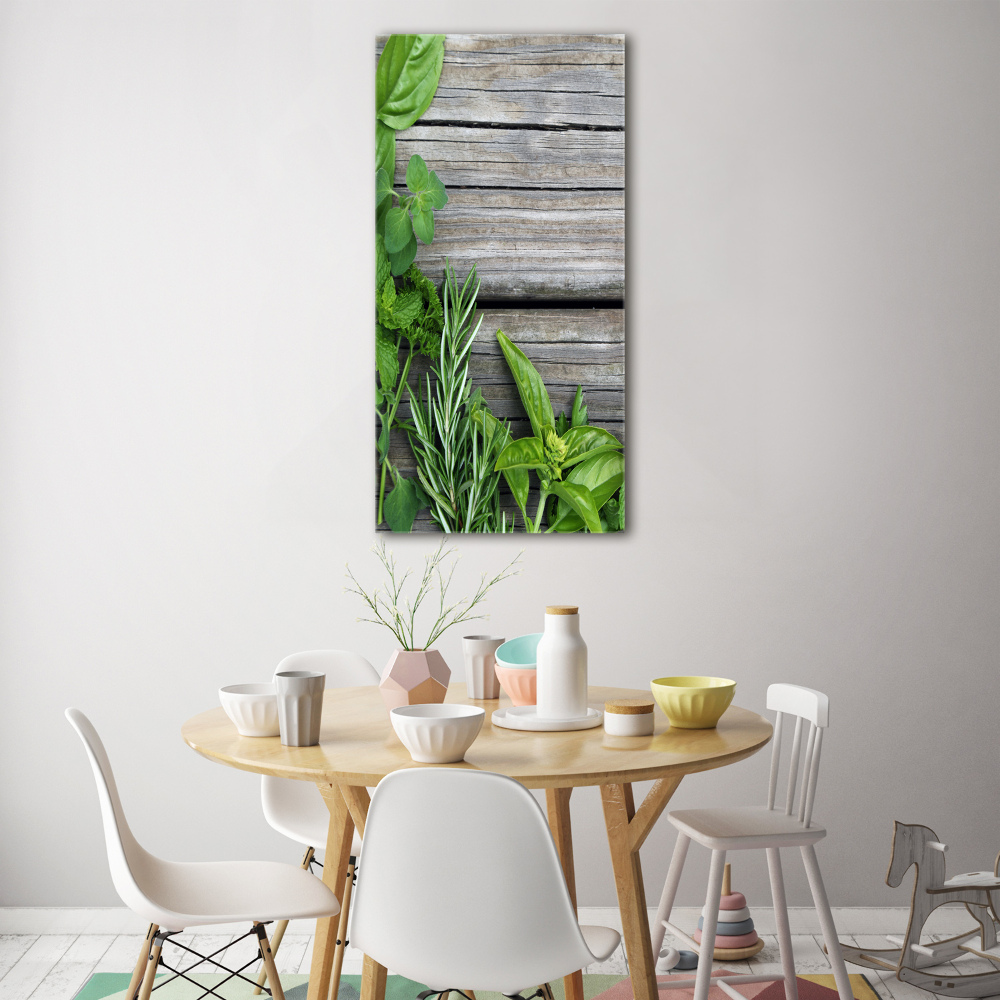 Tableau imprimé sur verre Herbes sur bois